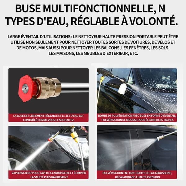 Högtryckstvätt INN® 21V 10000mAh 300KW Med 1 litiumbatteri Utbytbar munstycke Batteritid cirka 60 minuter