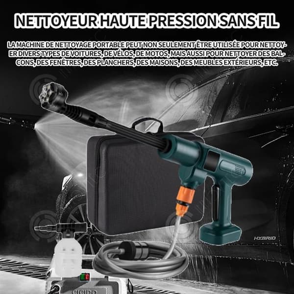 INN högtryckstvätt 45x27x16cm Bärbar sladdlös högtryckstvätt med batteri och laddare 5m slang och tillbehör