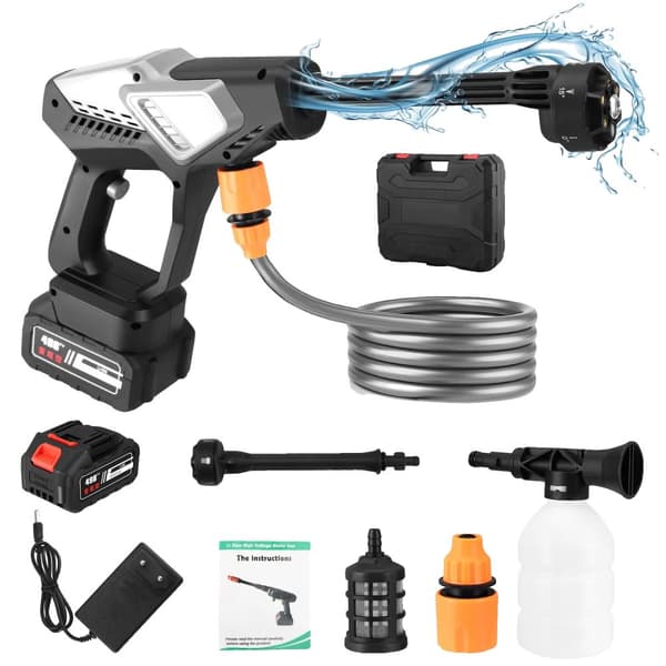 Batteridrevet højtryksrenser, 1080 PSI, 20000 mAh batteri,sort