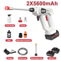 Miniatyrbillede 2 af 2: Trådløs Højtryks Bilvask Vandpistol, 300W Effekt, Blæser Spray Type,2 Batteri Hvid