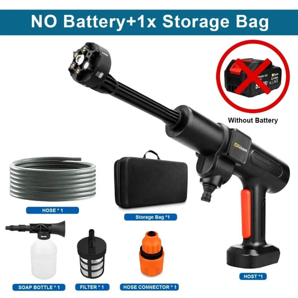 Högtrycksvattenpistol, 3500W Effekt, 200 BAR Tryck, Borstlös Motor,0 Batteriuppsättning