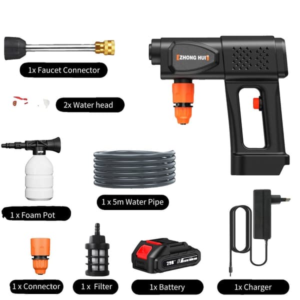 Bärbar Vattenpistol, Multifunktionell Munstycke, Kraftfull Pumpdesign,EU, Elektrisk, 1st batteri set