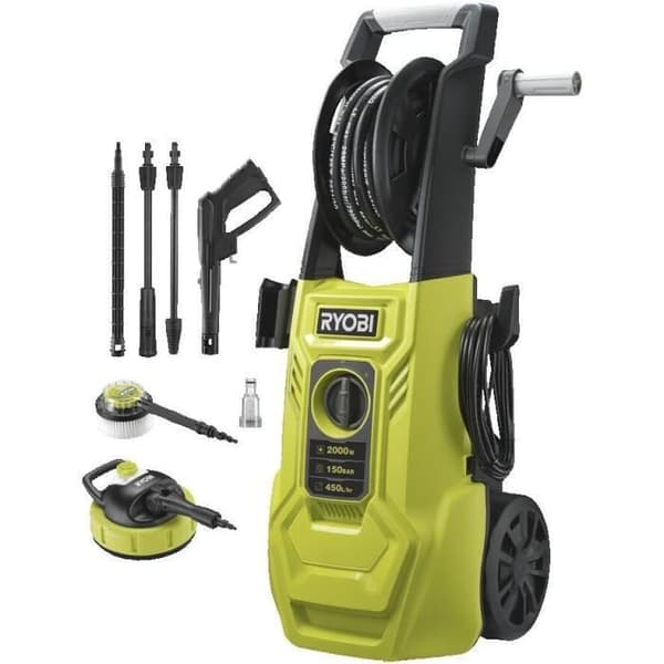 RYOBI - Högtryckstvätt 2000 W 150 bar - 450 L - 8m slang, 0,9L tank + vario &amp; turbolanser och borste - RY150PWA