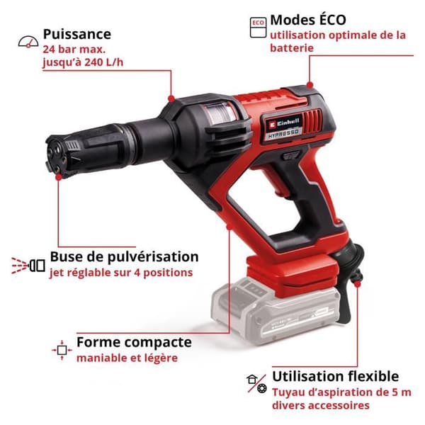 Einhell Trådlös högtryckstvätt HYPRESSO 18/24-1 Power X-Change (18V) Levereras utan batteri eller laddare