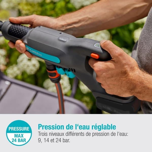 Högtryckstvätt - GARDENA - AquaClean 24/18V P4A - Batteridriven - Justerbar - Rengöring
