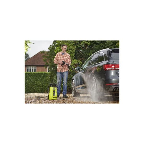 Højtryksrenser - RYOBI - 1400 W - 110 bar - 390 L - 5 m PVC-slange - Vario-lanse - Turbolanse - 0.35 L rengøringsmiddeldyse