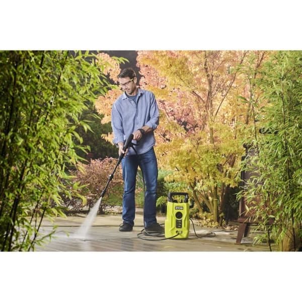 Højtryksrenser - RYOBI - 1400 W - 110 bar - 390 L - 5 m PVC-slange - Vario-lanse - Turbolanse - 0.35 L rengøringsmiddeldyse