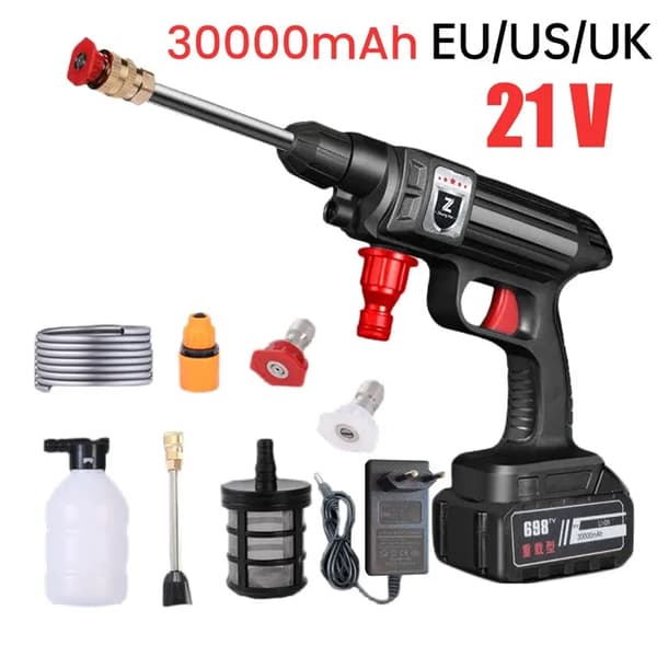 Korkeapaineinen autopesupistooli, 21V, 30BAR maksimi paine,30000mAh akku