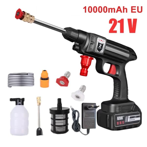 Korkeapaineinen autopesupistooli, 21V, 30BAR maksimi paine,10000mAh akku
