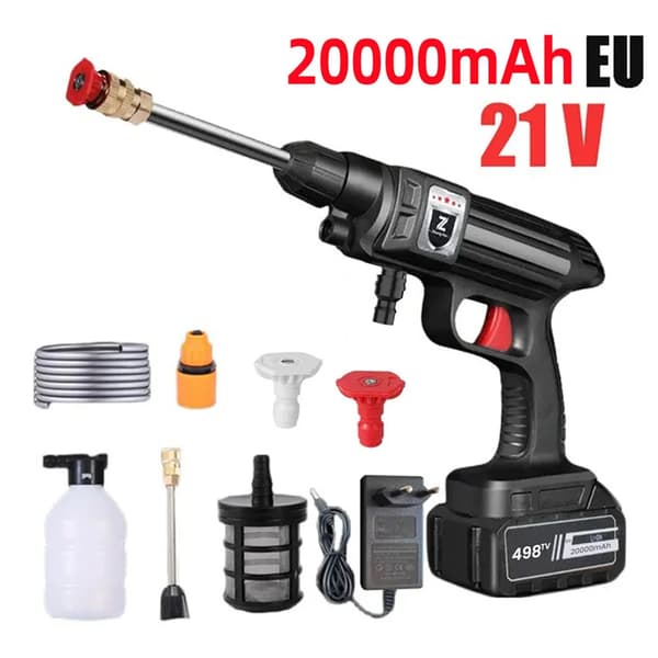 Trådløs højtryks elbilvasker pistol, 30000mAh batteri, 1500W effekt,20000mA, Batteridrevet