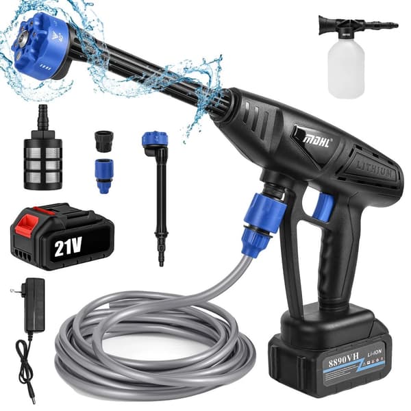 Trådløs Højtryksrenser, 21V Batteri, 300W Effekt, 6 Spraytilstande,Med 1XBattery