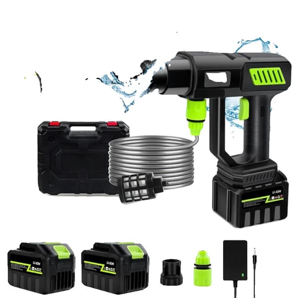 Trådlös Trycktvättspistol, 980 PSI, 6-i-1 Munstycken,2 Batteri 1 EU Kontakt