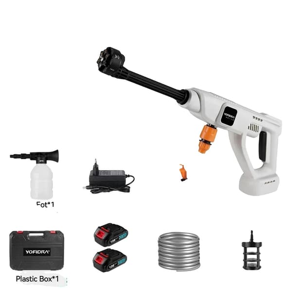 Elektrisk Højtryksrenserpistol, 100 Bar Vandtryk, 20500 RPM Hastighed,2 Batteri Plastkasse