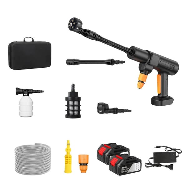 Højtryks bilvaskepistol, 35 Bar tryk, 4,1 L/min flow, børsteløs motor,Sort 2 Batteri