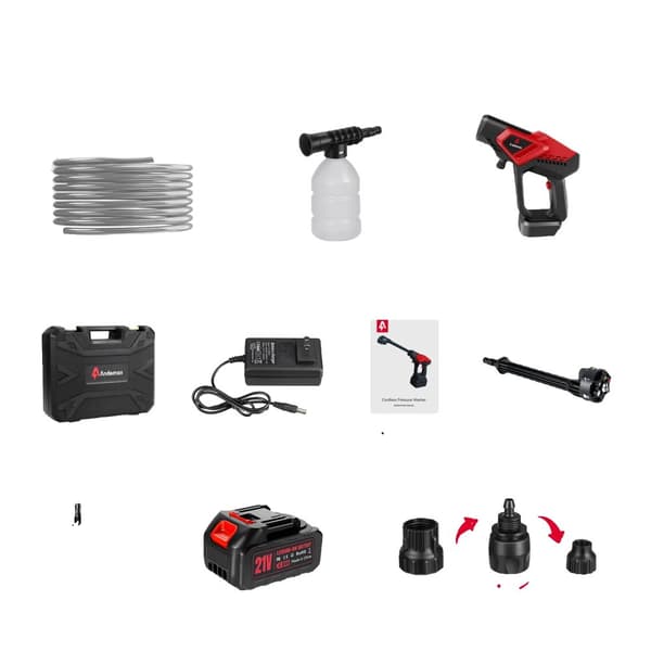 Kannettava korkeapainepesuri, 600PSI maksimi paine, 4.0Ah akku, 6-in-1 suutin,eu-pistoke