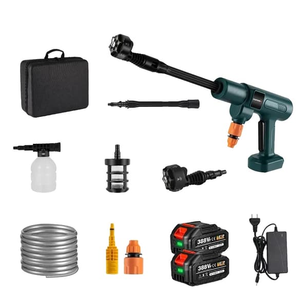 Yofidra Vaskepistol, 6-i-1 Dyse, Kraftfuld 200Bar Tryk,2 Batteri EU Stik, Elektrisk