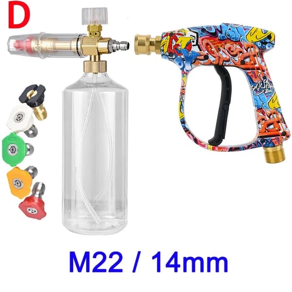 Højtryksrenser Spraypistol, Solid Messing, 150 Bar Tryk, 5 Hurtige Spidser,Appelsin