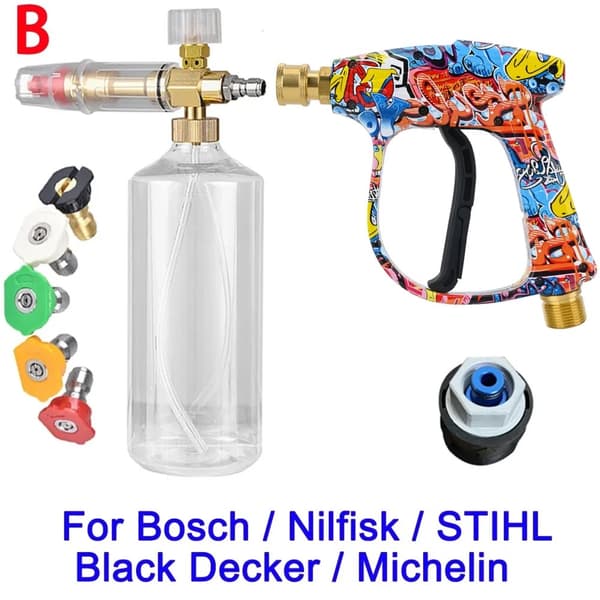 Högtryckstvätt Spraypistol, Solid Mässing, 150 Bar Tryck, 5 Snabbtips,Brun