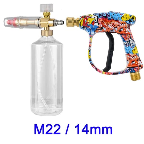 Højtryksrenser Spraypistol, Solid Messing, 150 Bar Tryk, 5 Hurtige Spidser,Sølv