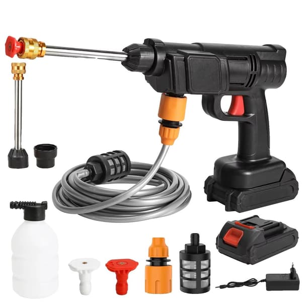 Trådløs højtryks vandpistol, 30/435 psi maksimalt tryk, 240 liter/time flowrate, 1300mAh batterikapacitet,Med 1 batteri, Elektrisk