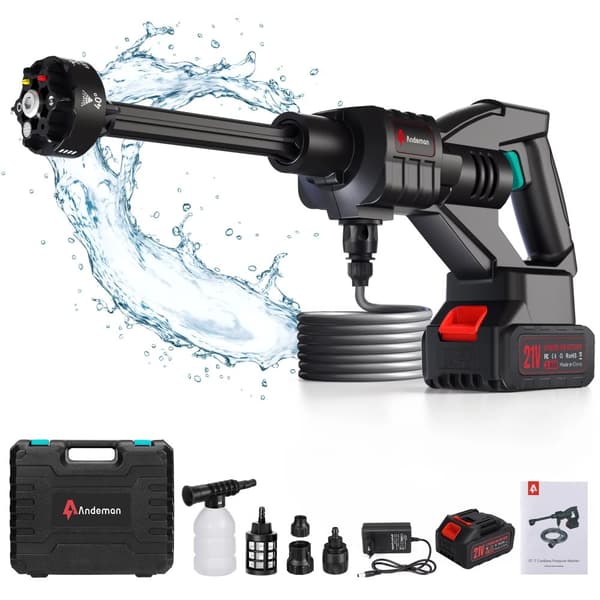 Trådløs højtryksrenser, Maks. tryk 600 PSI, Nominel effekt 110W, Vandudgang 5,6L/min,Elektrisk, 1Batteri, EU