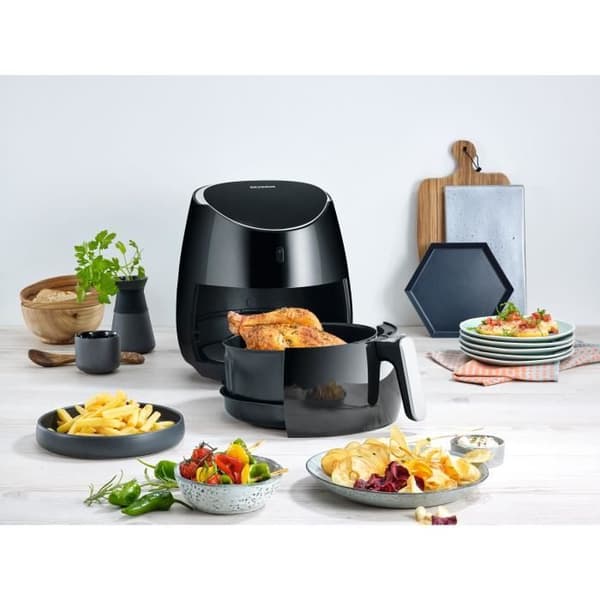 SEVERIN FR2445 XXL varmluftskokare: 5L - Oljefri fritös - 8 program - justerbar termostat - LED-display - svart / i