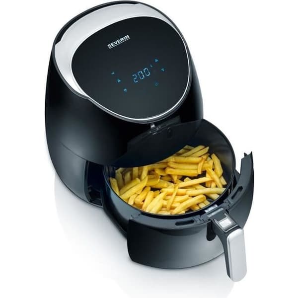 SEVERIN FR2445 XXL varmluftskokare: 5L - Oljefri fritös - 8 program - justerbar termostat - LED-display - svart / i