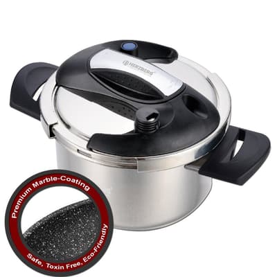 Herzberg HG-PS8M: 8L rustfrit stål trykkoger mødte Marmor Coating