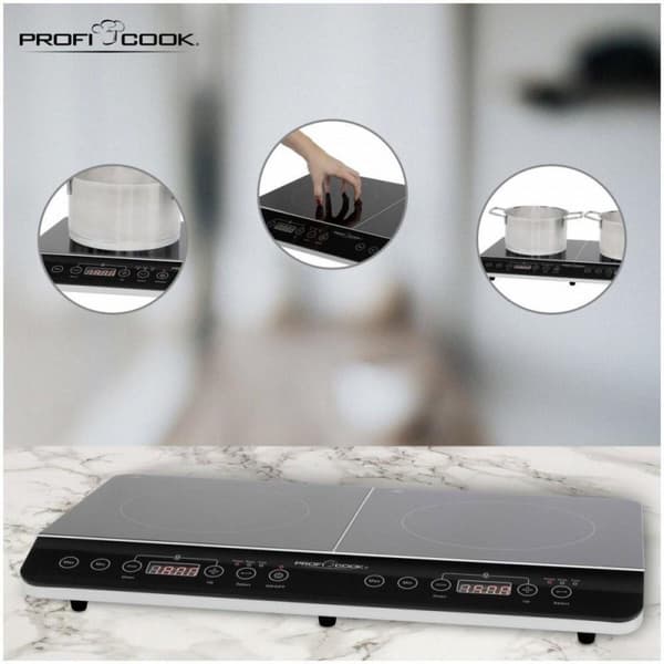 PROFI COOK PC-DKI 1067 induktionshäll, 3500W, 2 kokzoner, svart