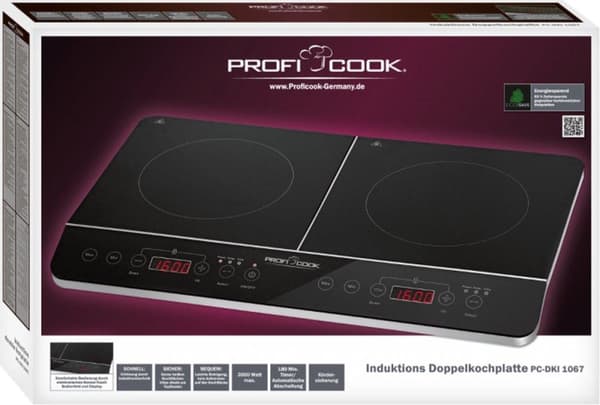 PROFI COOK PC-DKI 1067 induktionshäll, 3500W, 2 kokzoner, svart