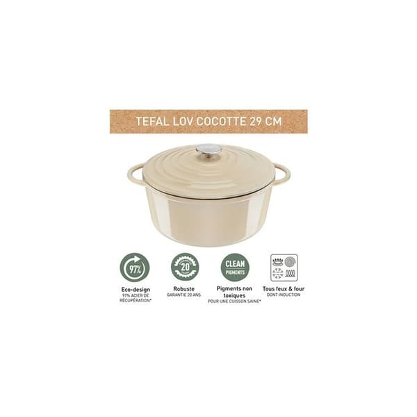 Tefal Casserole Lov E25905 29 cm Beige - 3168430347229