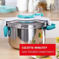 Miniatyrbild 3 av 6: Autocuiseur SEB Clipso minut Easy+ 6L - Rostfritt stål - Enkelhandsgrepp - Receptbok