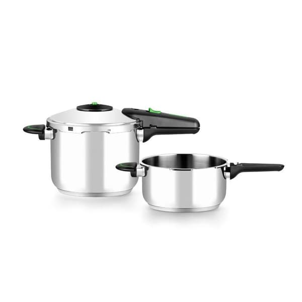 Tryckkokare - Monix - Presto Duo - 18/10 rostfritt stål - 4 + 6 L - Induktionskompatibel