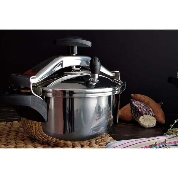 Autocuiseur med Ställning 10 L, Induktions, Rostfritt Stål 18/10, 3 Säkerhetssystem FAGOR Clásica Bombe 10 Silver 802769