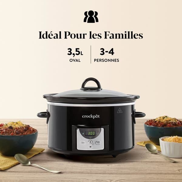 Crock-pot - CSC113X - Digital grytan - 3,5 l (3-4 personer) - Programmerbar timer - EU-kontakt 2 stift - Svart []
