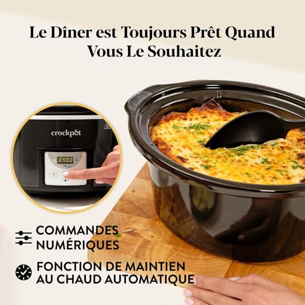 Crock-pot - CSC113X - Digital grytan - 3,5 l (3-4 personer) - Programmerbar timer - EU-kontakt 2 stift - Svart []