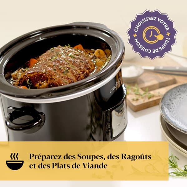 Crock-pot - CSC113X - Digital grytan - 3,5 l (3-4 personer) - Programmerbar timer - EU-kontakt 2 stift - Svart []