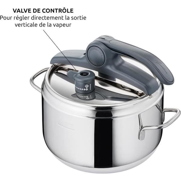 "Tryckkokare - LAGOSTINA - Irradial Control Lagoeasy'UP - 5 L - Rostfritt Stål 18/10 - Lätt att öppna"