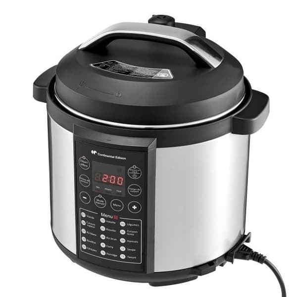 CONTINENTAL EDISON - CEMCSP1000I - Trykkoger - 15 programmer - 5,7L - 1000W - Sort & rustfrit stål