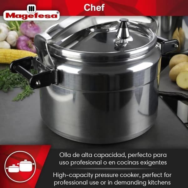 Traditionell Magefesa 15L tryckkokare modell CHEF - Induktiv - Silver