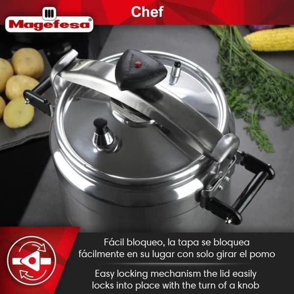 Traditionell Magefesa 15L tryckkokare modell CHEF - Induktiv - Silver