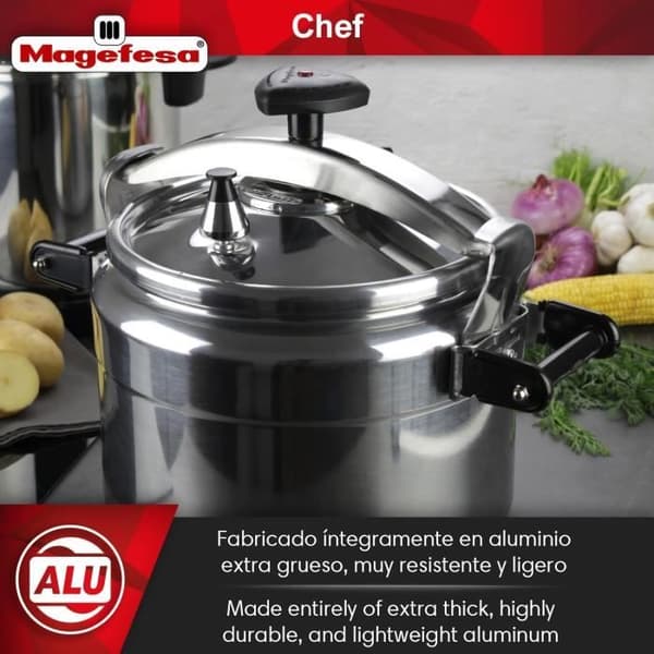 Traditionell Magefesa 15L tryckkokare modell CHEF - Induktiv - Silver