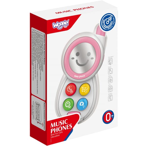 - WOOPIE BABY Interaktiv Telefon med Ljud - Rosa