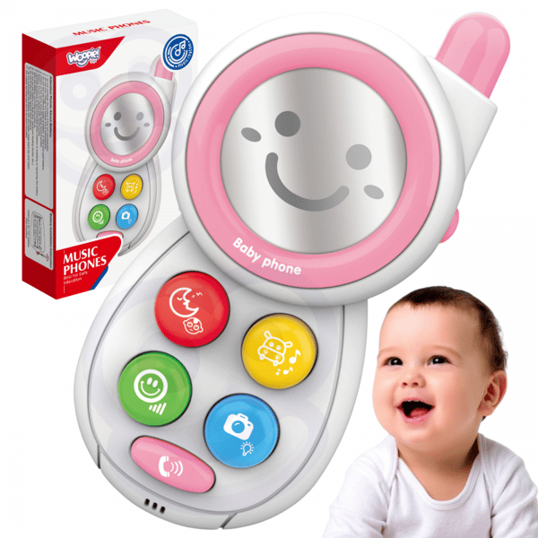 - WOOPIE BABY Interaktiv Telefon med Ljud - Rosa