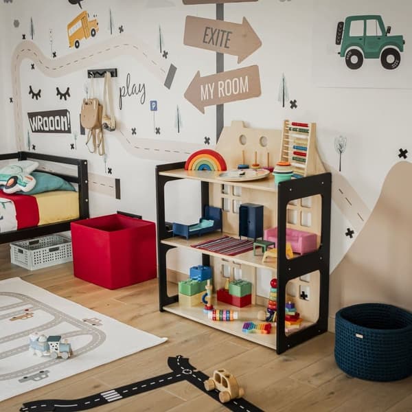 Nukkekoti ja Montessori-hylly 2-in-1