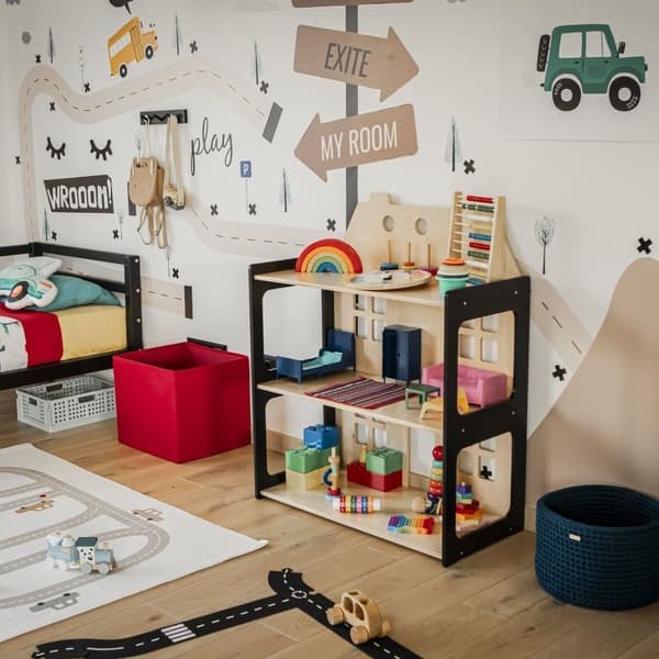 Nukkekoti ja Montessori-hylly 2-in-1