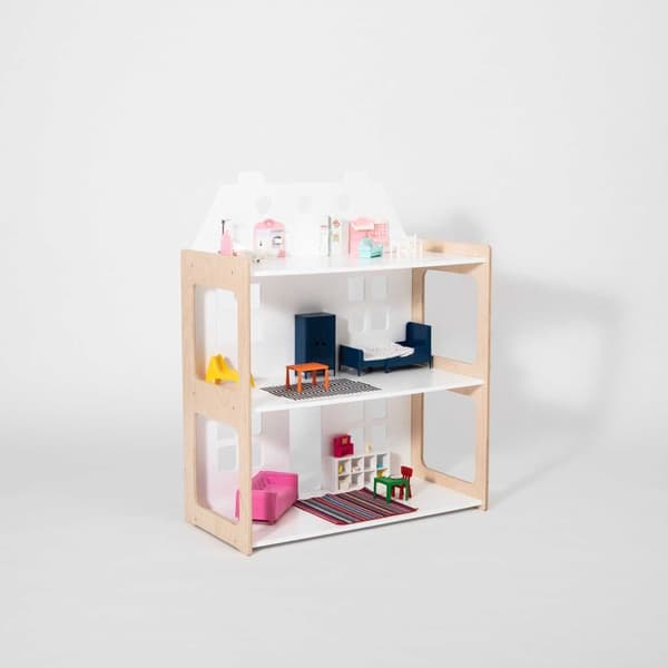 Dockhus och Montessori-hylla 2-i-1