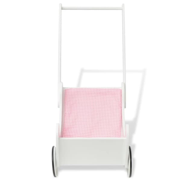 vidaXL dukkevogn i hvidt træ 53x25,7x50 cm