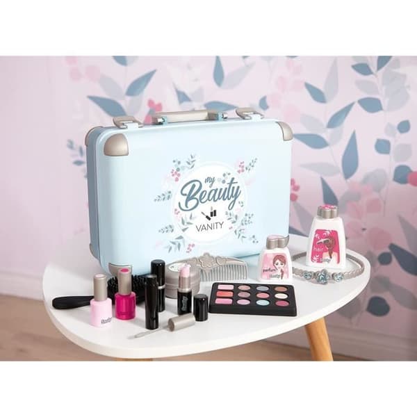 Smoby - My Beauty Vanity - Skönhetsväska för barn - Frisör + nagel + smink - 13 tillbehör