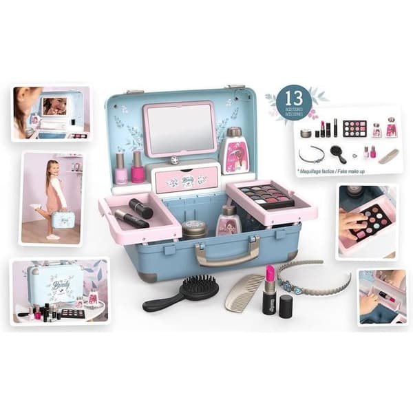 Smoby - My Beauty Vanity - Skönhetsväska för barn - Frisör + nagel + smink - 13 tillbehör